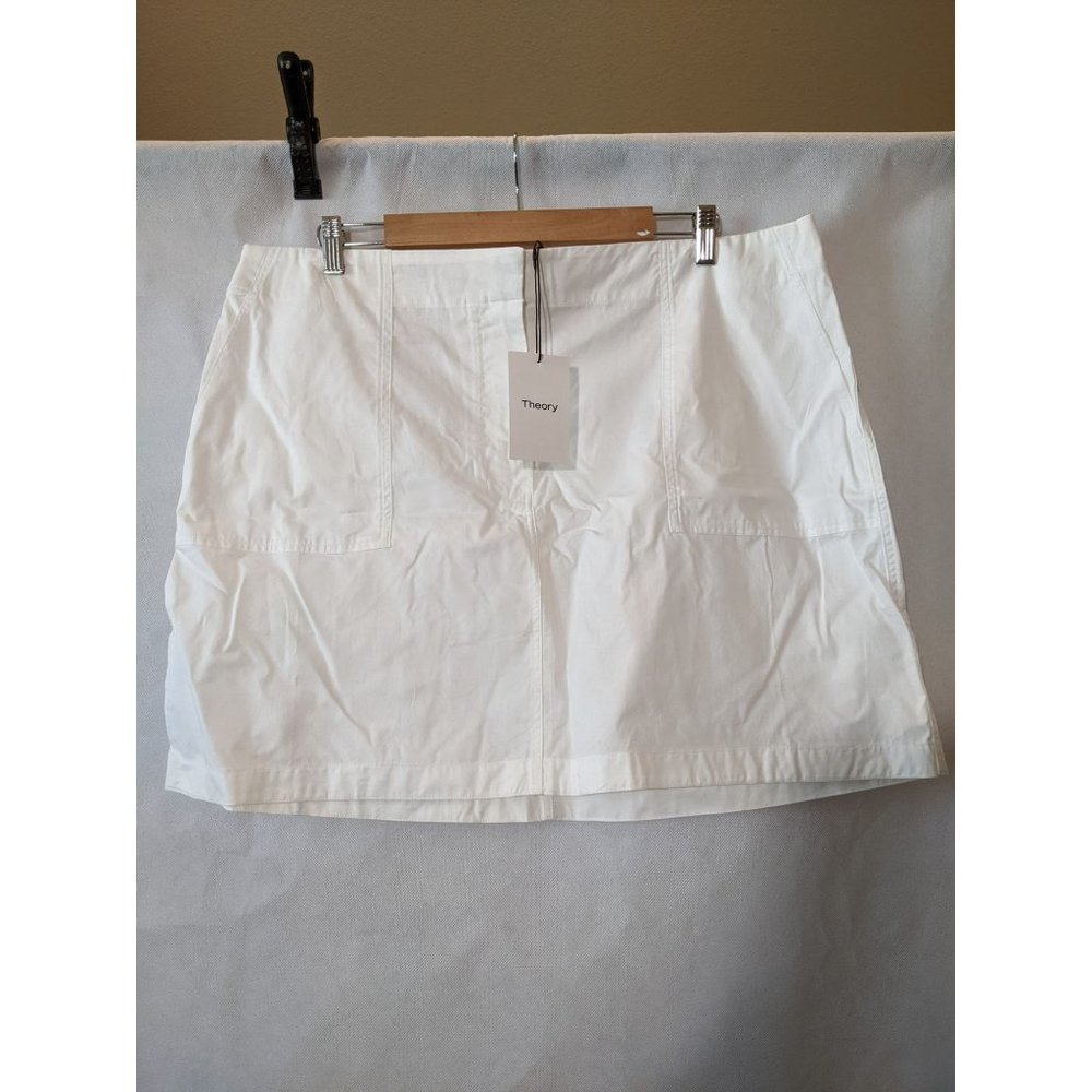 Theory White 100% Cotton Mini Skirt Size 18